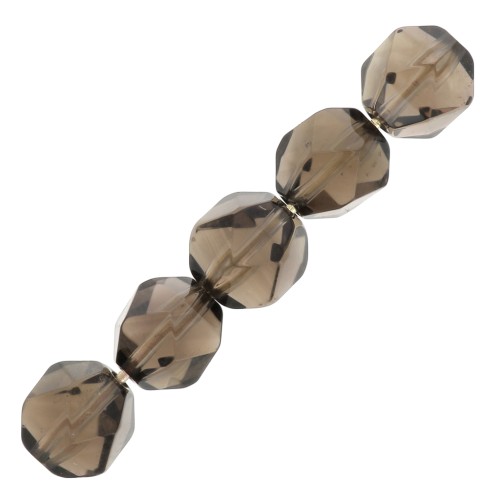 Perles hexagonales 8 mm pierre gemme - Quartz fumé x10