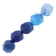 Perles hexagonales 8 mm pierre gemme - Agate bleue x10|raw }}