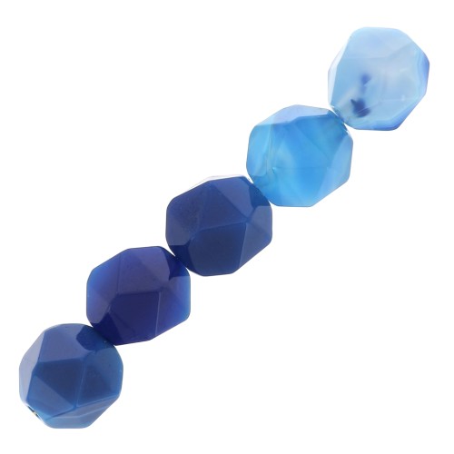 Perles hexagonales 8 mm pierre gemme - Agate bleue x10