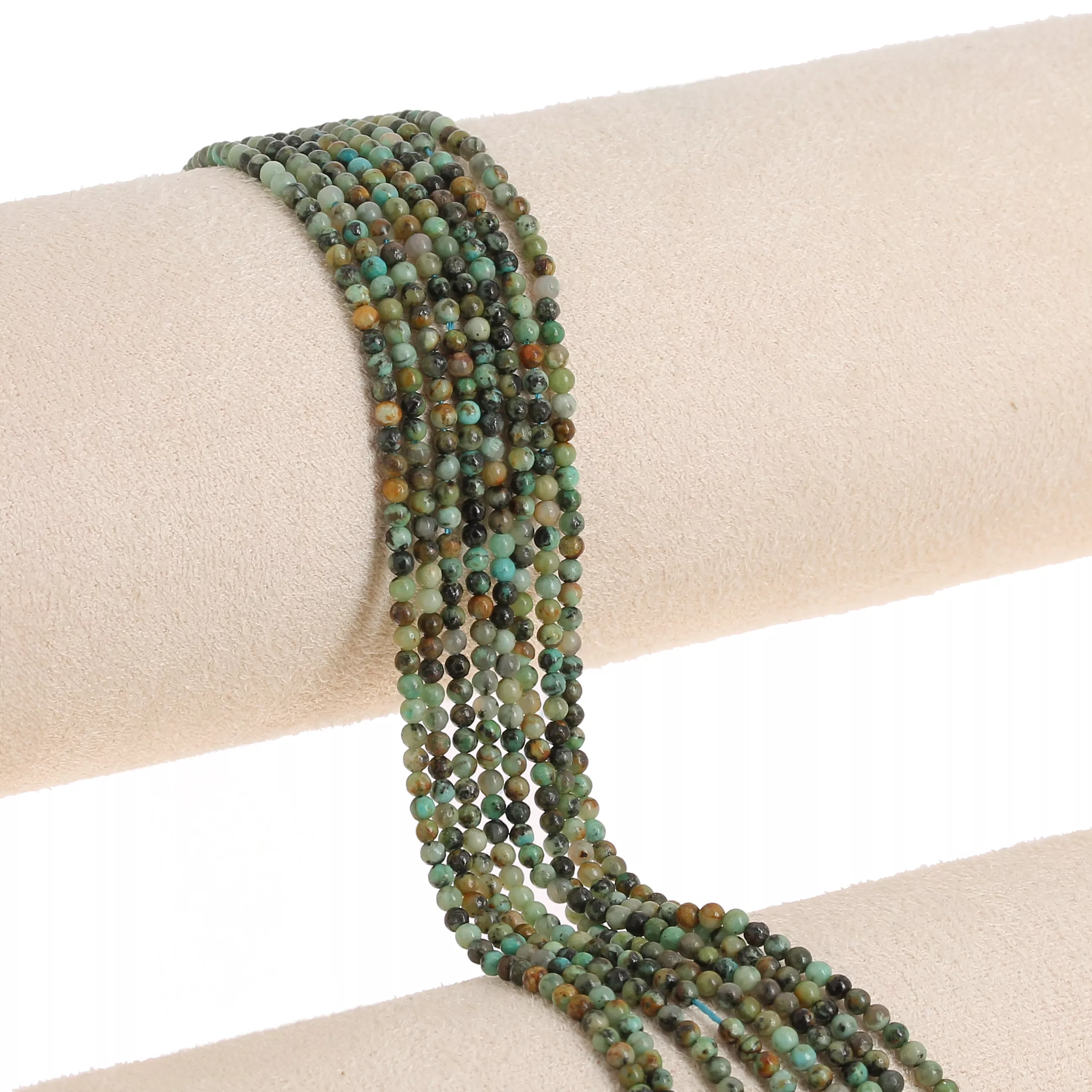 Perles rondes 2 mm pierre gemme - Turquoise Africaine - Jaspe x38cm