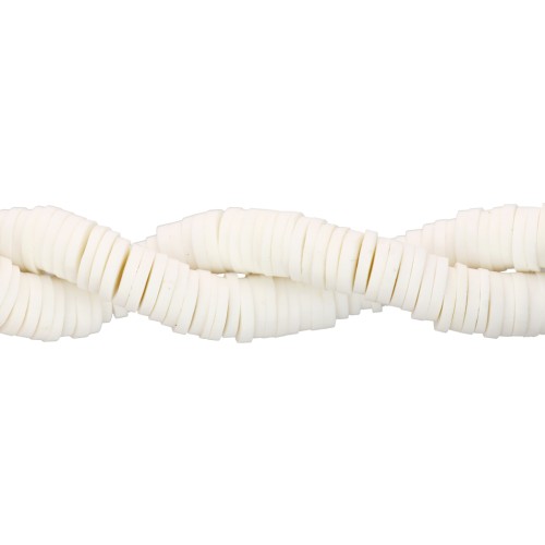 Perles Heishi rondelles  en pâte polymère 6x1 mm - Ivoire x45cm
