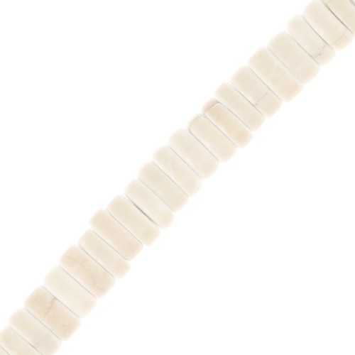 Perles rondelles heishi 4.5x2.5 mm imitation Howlite teintées - Crème x38cm