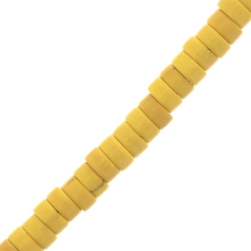 Perles rondelles heishi 4x2 mm imitation Howlite teintées - Jaune x41cm
