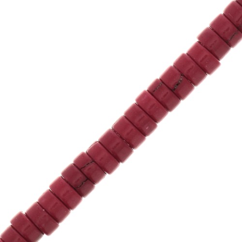 Perles rondelles heishi 4x2 mm imitation Howlite teintées - Rouge x39cm
