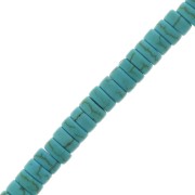 Perles rondelles heishi 4x2 mm imitation Howlite teintées - Turquoise x39cm|raw }}