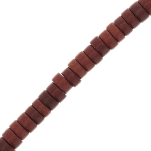 Perles rondelles heishi 4x2 mm imitation Howlite teintées - Marron x41cm