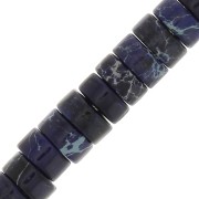 Perles rondelles Heishi - Régalite teintées 4x2 mm - Bleu dur x20|raw }}