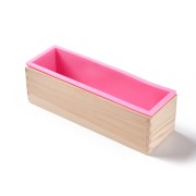 Moule rectangle avec support bois - 26x6.5x7cm pour fabrication de savon - Rose x1|raw }}