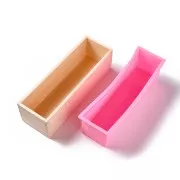 Moule rectangle avec support bois - 26x6.5x7cm pour fabrication de savon - Rose x1
