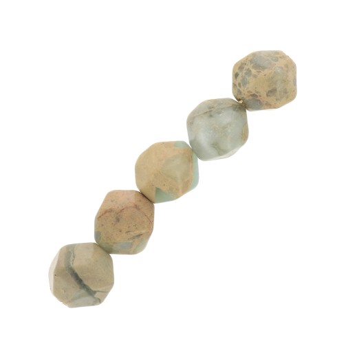 Perles hexagonales 8 mm pierre gemme - Serpentine x10