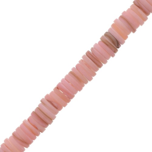 Perles rondelles Heishi nacre teintée 8 mm - Rose x40cm