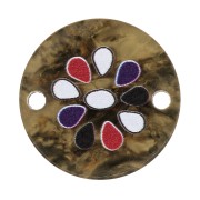 Intercalaire rond motif fleur en plexiglas 20 mm 2 trous - Marron - Multicolore x1|raw }}
