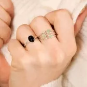 Bague réglable travaillé pour cabochon 8x6 mm - Argent 925 x1