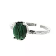 Bague réglable travaillé pour cabochon 8x6 mm - Argent 925 x1