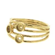 Bague 3 sertis pour cabochon 3 mm - Taille 50 - Plaqué Or 3 microns x1
