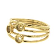 Bague 3 sertis pour cabochon 3 mm - Taille 54 - Plaqué Or 3 microns x1