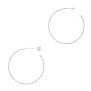 Créoles ouvertes avec boule 26 mm à décorer - Fil 1.3 mm - Placage Argent fin x2