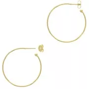 Créoles ouvertes avec boule 54 mm à décorer - Fil 1.6 mm - Doré à l'or fin x2