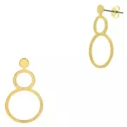 Boucles d'oreilles double cercle évidé 32x18 mm - Doré à l'or fin x2
