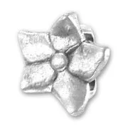 Poussoir fleur pour cuir Regaliz 17 mm Placage Argent fin vieilli x1