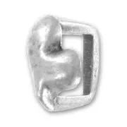 Poussoir coeur pour cuir Regaliz 15 mm Placage Argent fin vieilli x1