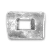 Poussoir rectangle pour cuir Regaliz 20 mm Placage Argent fin vieilli x1