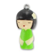 Breloque Kokeshi 27 mm Vert x1