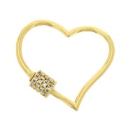 Fermoir coeur à visser avec Oxydes de Zirconium 21x26 mm - Doré - Crystal x1