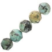 Perles rondes facettées 4 mm pierre gemme - Turquoise Africaine - Jaspe x20|raw }}