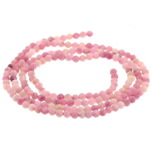 Perles rondes facettées 2 mm pierre gemme - Jaspe rose x38cm