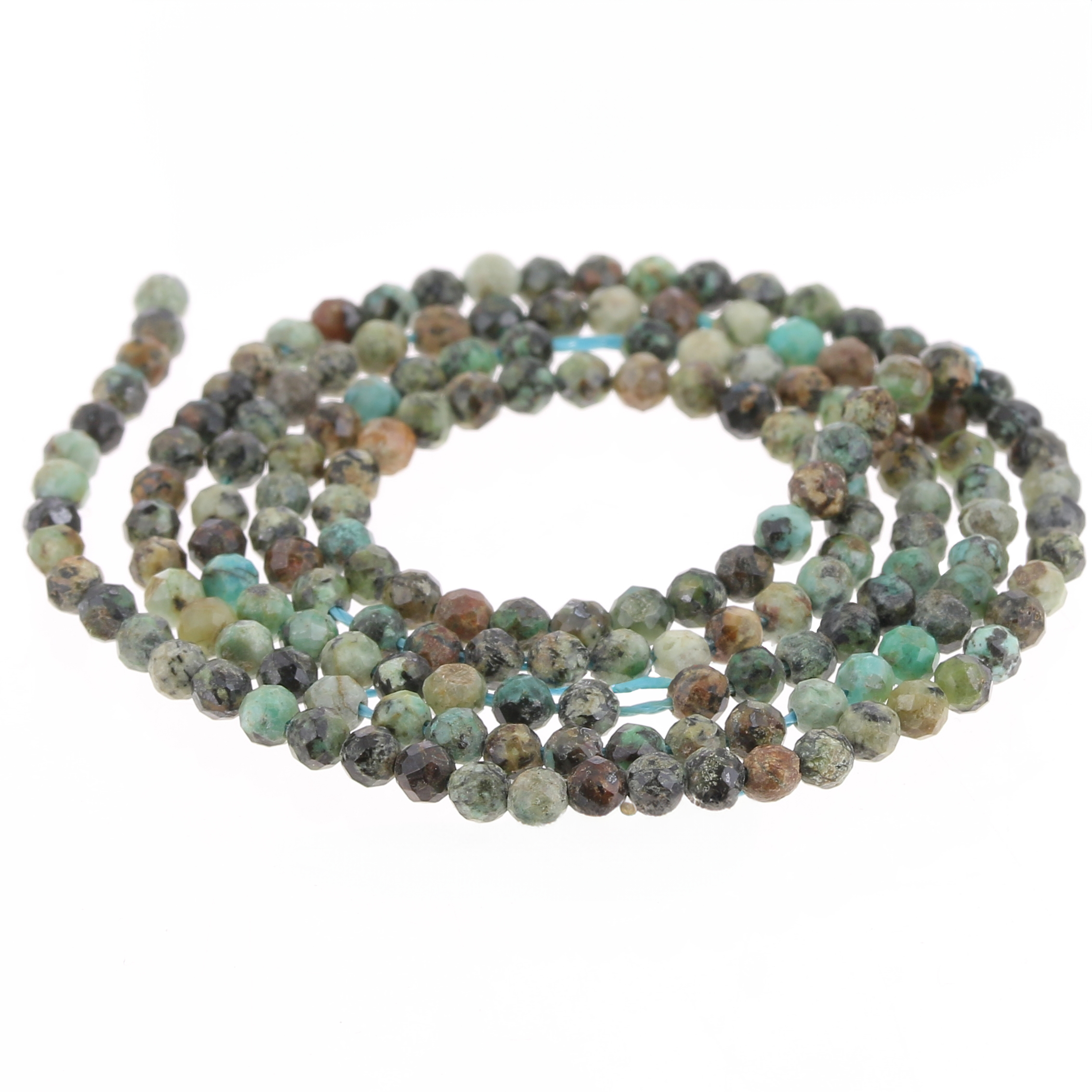 Perles rondes facettées 2 mm pierre gemme  - Turquoise Africaine - Jaspe x39cm|raw }}