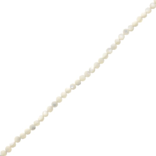 Perles rondes facettées 2 mm - Nacre blanche x39cm