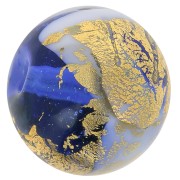 Ronde Murano 12 mm feuille d'or Bleu x1|raw }}