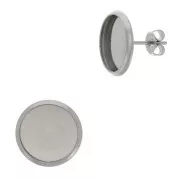 Clous d'oreilles pour cabochon fond plat 12 mm en Acier inoxydable x40