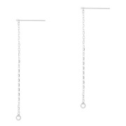 Chaines d'oreilles traversantes  maille rectangle limée 60 mm en Argent 925 x2|raw }}