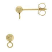Clous d'oreilles boule 3 mm - anneau perpendiculaire - Gold filled (or laminé)  x20