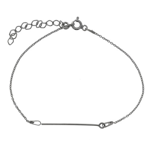 Bracelet maille forçat à personnaliser 17.5 cm - Argent 925 rhodié noir x1