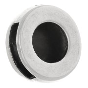 Poussoir rond pour cabochon fond plat 12 mm et lacet 10 mm - Placage Argent fin vieilli x1