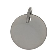 Breloque médaille à graver 10 mm en Argent 925 rhodié noir x1