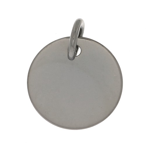 Breloque médaille à graver 10 mm en Argent 925 rhodié noir x1