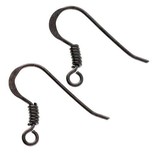 Crochets d'oreilles 17 mm - Argent 925 Rhodié Noir x2