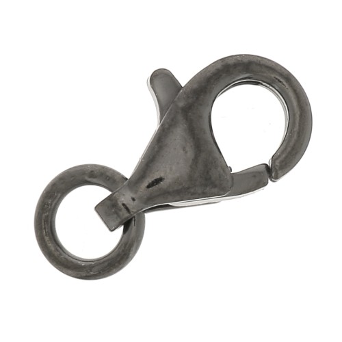 Fermoir mousqueton 9 mm en Argent 925 Rhodié Noir x1
