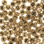 Assortiment de 200 perles plates lettres alphabet 7 mm - Doré - Noir|raw }}