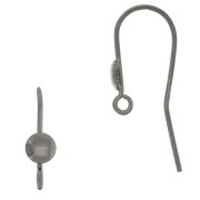 Crochets d'oreilles 17 mm et disque 4,5 mm Argent 925 Rhodié Noir x2