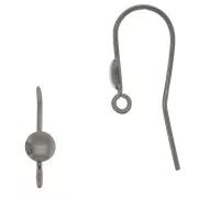 Crochets d'oreilles 17 mm et disque 4,5 mm Argent 925 Rhodié Noir x2