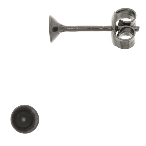 Clous d'oreille porte cabochon PureCrystal 1088 4 mm Argent 925 Rhodié Noir x2