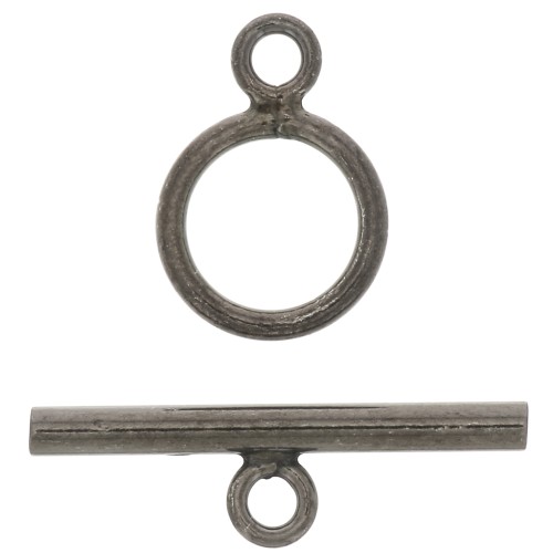 Fermoir T  10 mm en Argent 925 Rhodié Noir x1