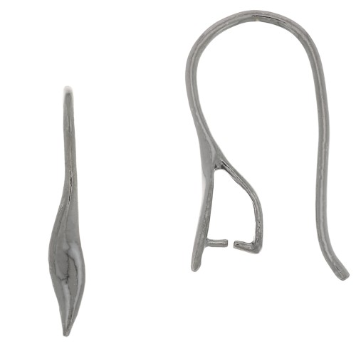 Crochets d'oreilles attache pendentif 22 mm Argent 925 Rhodié Noir x2