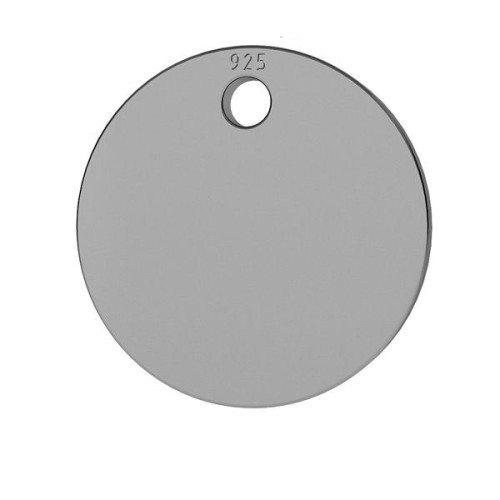 Sequin rond 9 mm - médaille à graver en Argent 925 Rhodié Noir x1