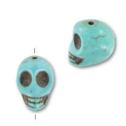 Perle Tête de mort en Howlite teintée 13 mm Turquoise x1|raw }}